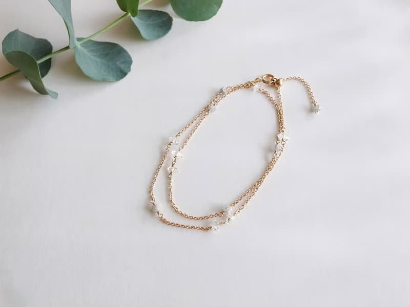 14KGF 鑽石×赫基蒙水晶 原礦 天然石手鍊