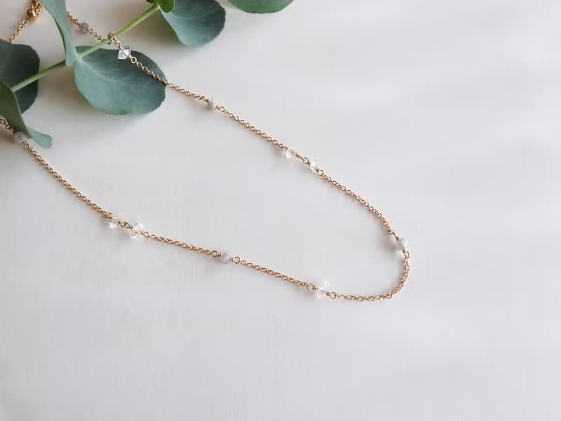 14KGF 鑽石×赫基蒙水晶 原礦 天然石手鍊