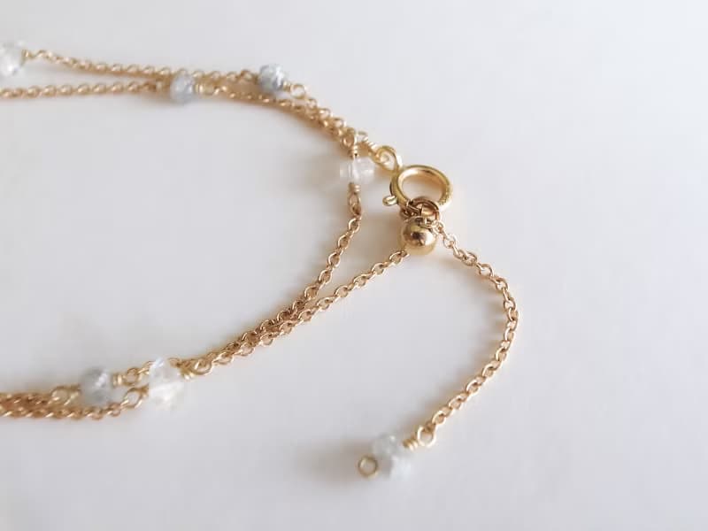 14KGF 鑽石×赫基蒙水晶 原礦 天然石手鍊