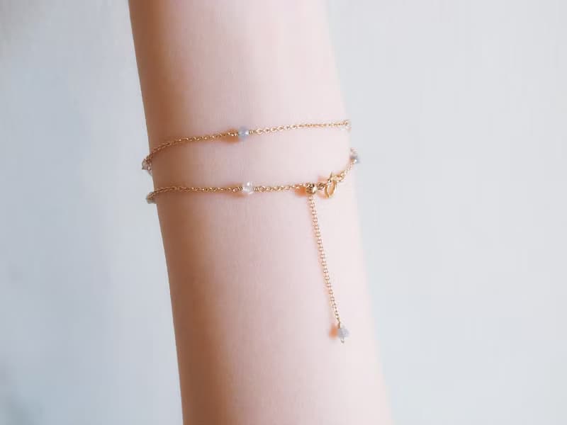 14KGF 鑽石×赫基蒙水晶 原礦 天然石手鍊