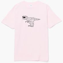 Dino Geometric T Rex 中性短袖T恤 淺粉色 幾何恐龍暴龍插畫禮物