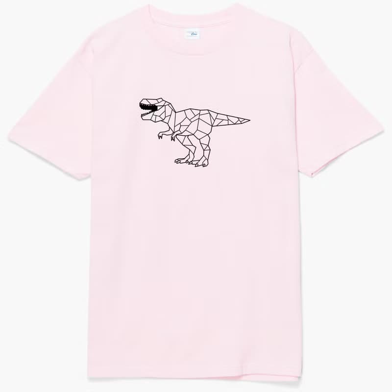 Dino Geometric T Rex 中性短袖T恤 淺粉色 幾何恐龍暴龍插畫禮物