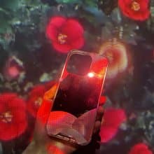 銀色鏡面 | 幾何花瓣抽象畫粉紅色圖案透明防摔手機殼