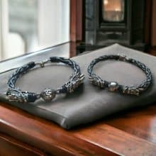 雙龍戲珠  大龍小龍情意濃 情侶手鍊  925純銀 幸運繩訂製