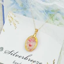 永生花頸鏈 真花吊咀 乾燥花頸鏈 不凋花 禮物 14k包金頸鏈