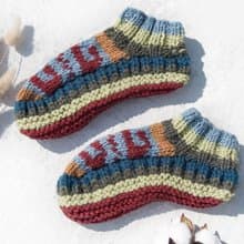 手織純羊毛針織襪/內刷毛條紋襪/羊毛鉤織長襪/保暖毛襪-綠色草原