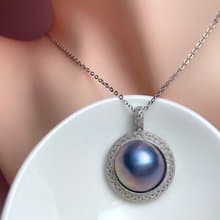 星空藍 馬貝珍珠 銀拉絲工藝 古典風格 純銀吊墜 贈項