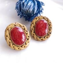 Vintage Jewelry 西洋古董飾品 麻花框 流金紋 夾式耳環