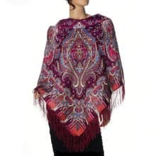 Pavlovo Posad Russian Shawl 100% Wool Scarf 125x125 cm Wrap Silk Fringe 1683-57