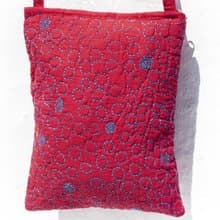 手縫純棉布側背包/刺繡斜背包/刺繡肩背包/北歐風手繡包-點點水玉