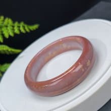 珊瑚玉手镯 54MM 冰潤高瓷 橘褐紫 菊花石手環 顔色美 紋理獨特