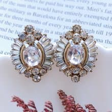 Vintage Jewelry 西洋古董飾品 浮誇 摩登復古 白鑽 針式耳環