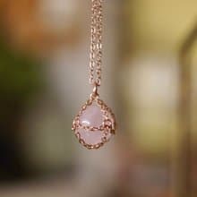 Little Sphere  粉晶 水晶球 可愛 玫瑰金 水晶頸鍊 情人節禮物