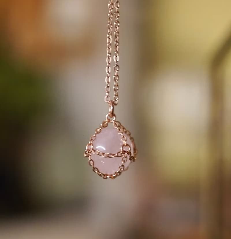 Little Sphere  粉晶 水晶球 可愛 玫瑰金 水晶頸鍊 情人節禮物