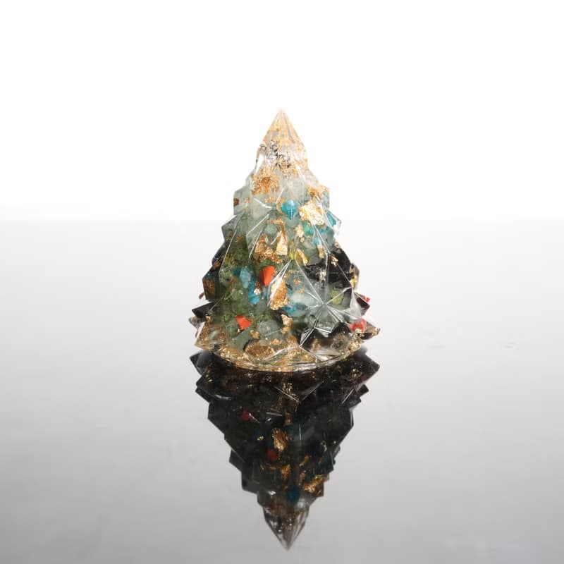 【畢業禮物】綠色金箔水晶聖誕樹-奧剛能量樹/療癒寶石交換禮物