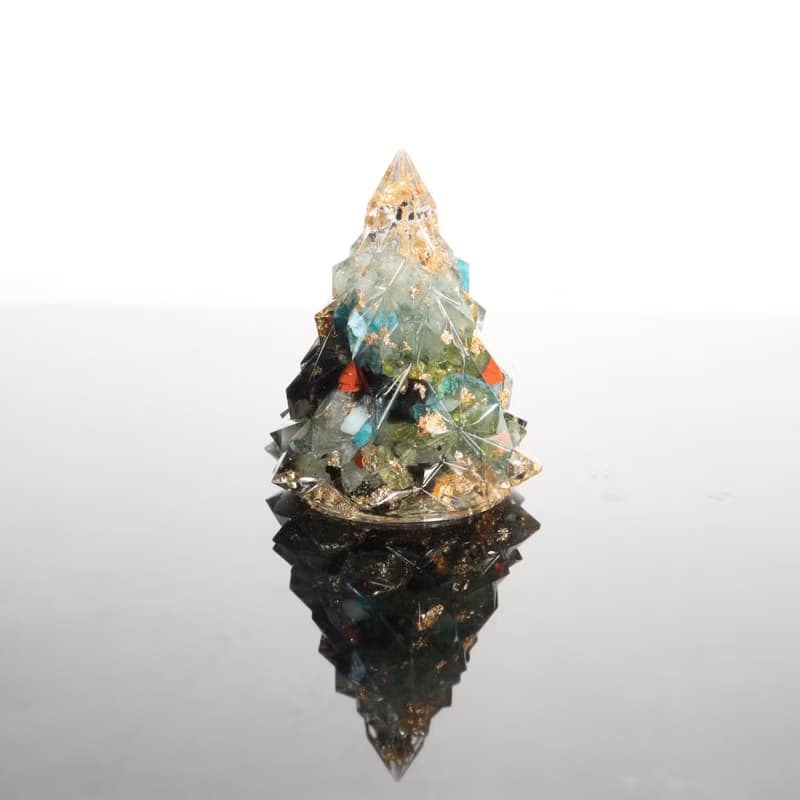 【畢業禮物】綠色金箔水晶聖誕樹-奧剛能量樹/療癒寶石交換禮物