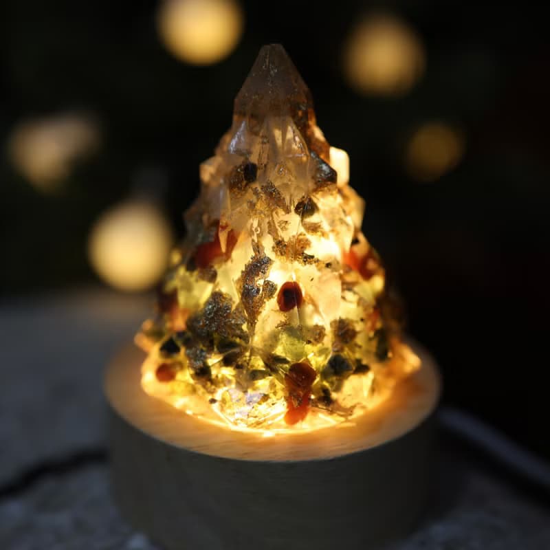 【畢業禮物】綠色金箔水晶聖誕樹-奧剛能量樹/療癒寶石交換禮物