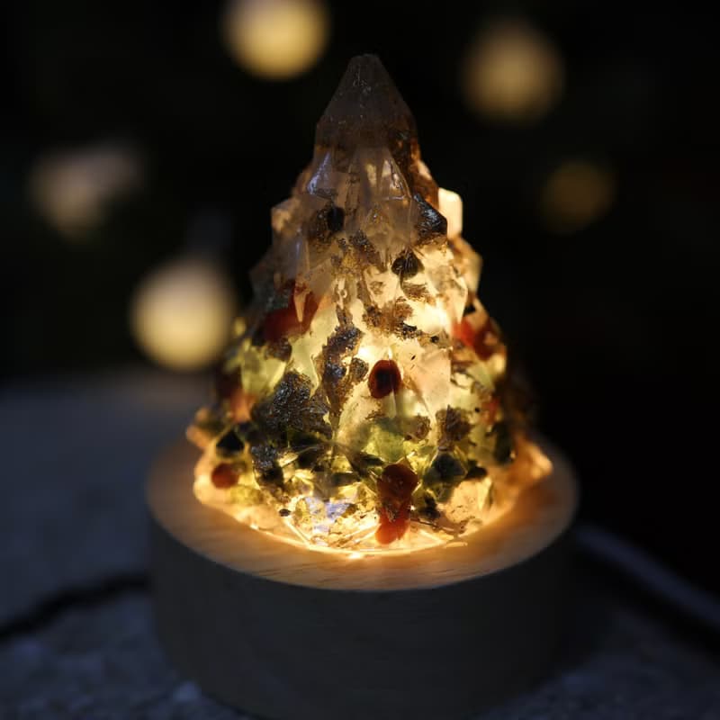 【畢業禮物】綠色金箔水晶聖誕樹-奧剛能量樹/療癒寶石交換禮物