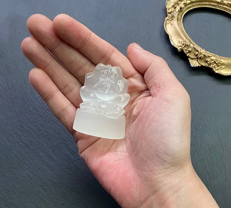 小小能量擺件-招財人緣高頻率透石膏能量Q版小九尾狐 淨化 療癒