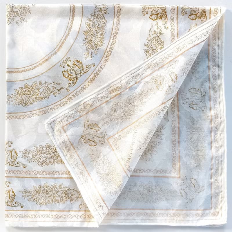 WEDGWOOD Vintage Silk Scarf Gold Floral 23 x 23 inches