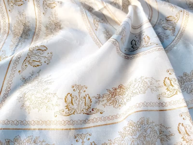 WEDGWOOD Vintage Silk Scarf Gold Floral 23 x 23 inches