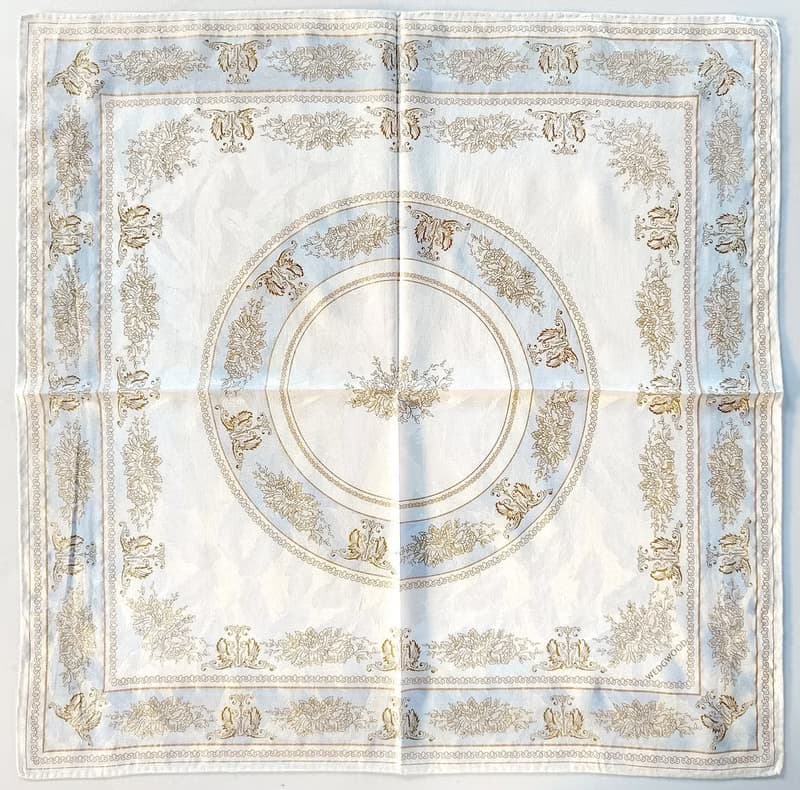 WEDGWOOD Vintage Silk Scarf Gold Floral 23 x 23 inches
