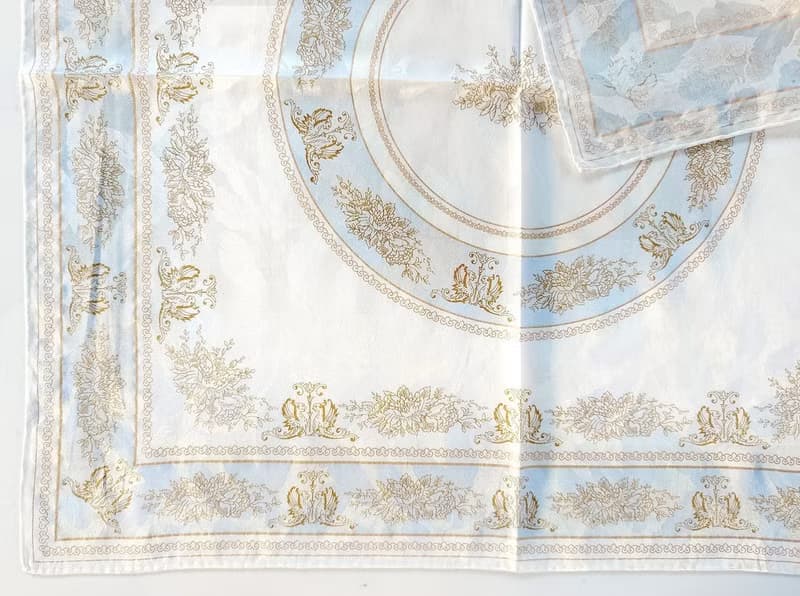 WEDGWOOD Vintage Silk Scarf Gold Floral 23 x 23 inches