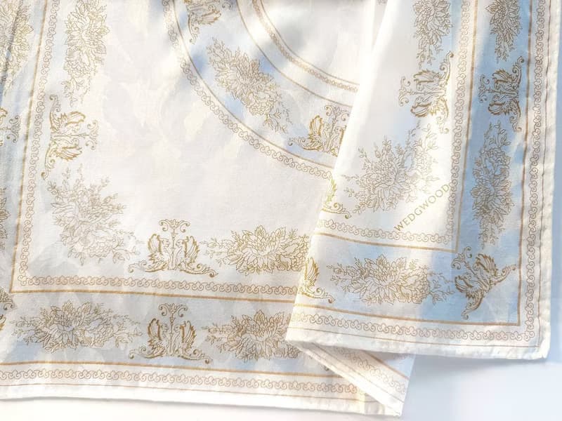WEDGWOOD Vintage Silk Scarf Gold Floral 23 x 23 inches