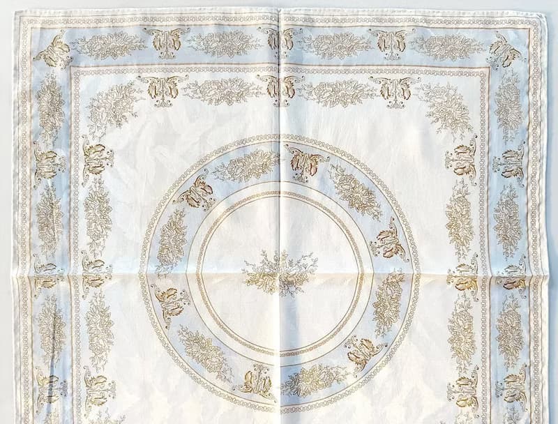 WEDGWOOD Vintage Silk Scarf Gold Floral 23 x 23 inches