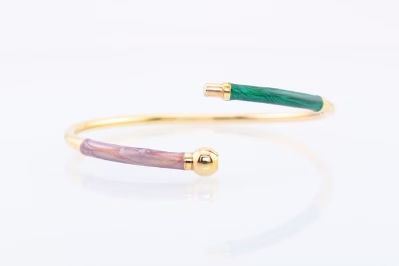 寶麗金珠寶-進口蛋形珐瑯黃K金手環