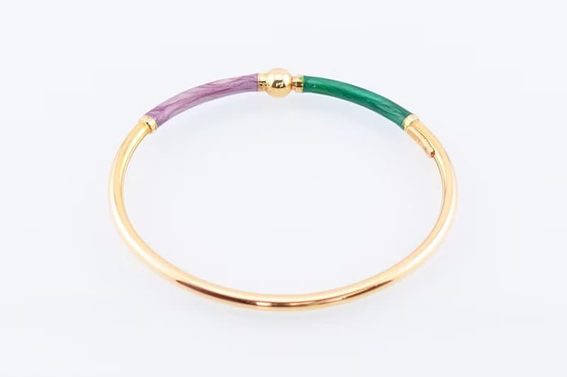 寶麗金珠寶-進口蛋形珐瑯黃K金手環