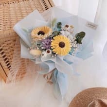 Journee 藍色系畢業花束乾燥花束 太陽花向日葵索拉花禮物