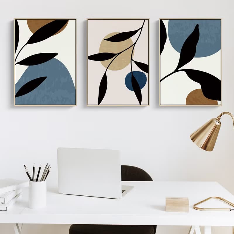 幾何 • 墨葉IV - 大地色幾何氣質畫/文青佈置/邊櫃擺設/玄關掛畫