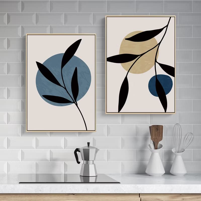 幾何 • 墨葉IV - 大地色幾何氣質畫/文青佈置/邊櫃擺設/玄關掛畫