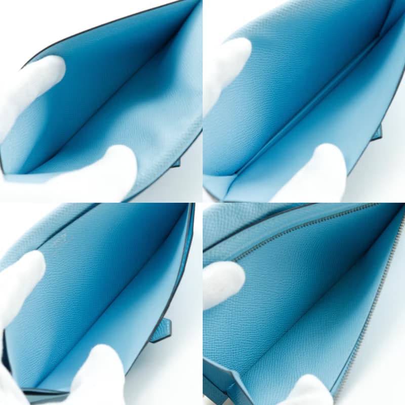 【日本直送】エルメス HERMES ベアンスフレ 長財布 ヴォーエプソン 水色 A レディース【中古】