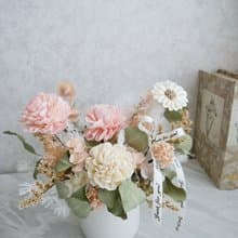 圓盆中大型乾燥花盆花【花漾柔粉】開幕/新居落成/喬遷