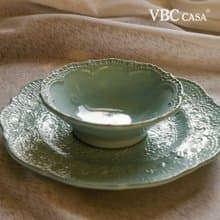 【優惠套組】手工浮雕蕾絲系列點心碗盤2件組(1碗1盤-3色挑選)