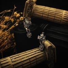 【巴洛克系列】十字架耳環/垂吊式/純銀/單支