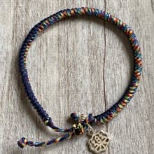 樂字 純銀手工編織金剛結五色線手鍊 粗版