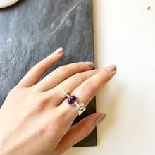 Vintage Amethyst With Peridot Sterling Silver Ring