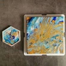 【高雄場】下班隨手作 | 創作流體畫方形布畫與杯墊