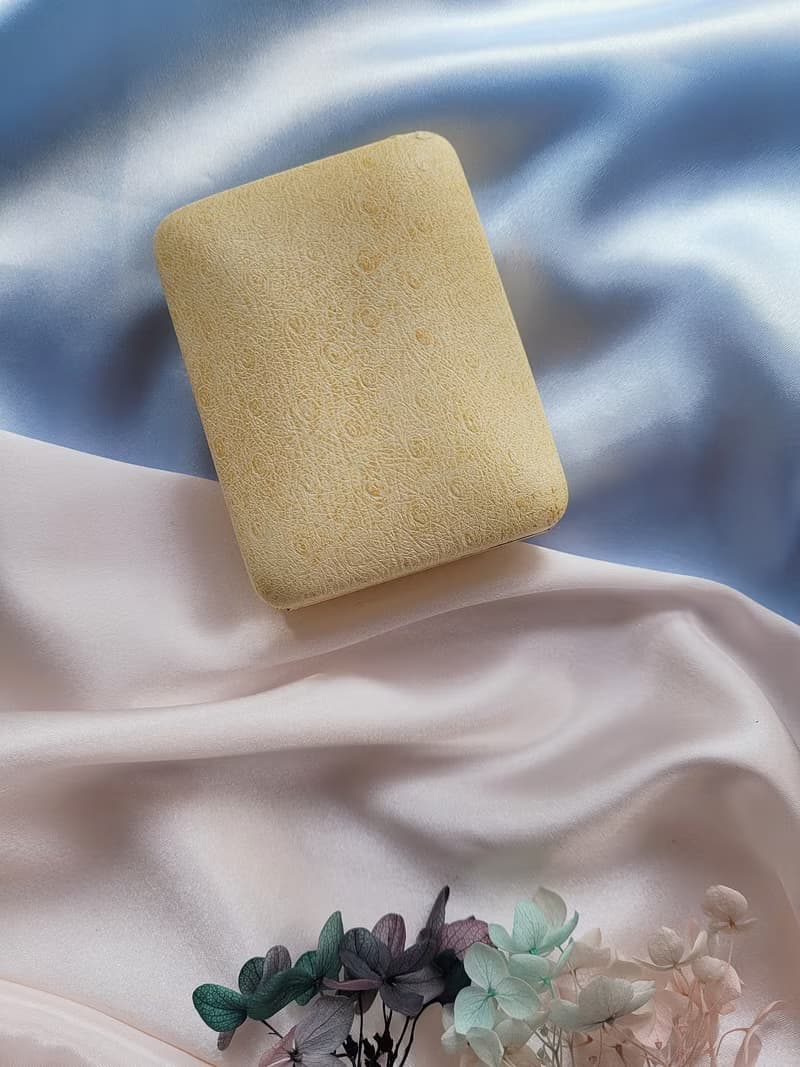 美國西洋古董飾品 / 粉櫻花琺瑯項鍊/針式耳環/含盒套組