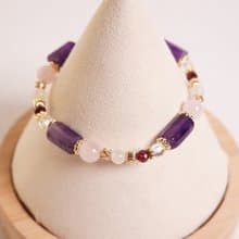 目不轉睛│紫水晶  粉晶 紅石榴石 白水晶 月光石 水晶手鍊