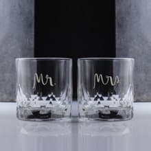(一對價)350cc【婚禮派對】Mr. & Mrs. 鑽石紋威士忌對杯結婚禮物