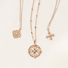 Visel 花園浮雕鑽石項鍊-搭配小方塊鍊