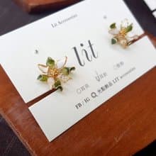 耳針/耳夾水晶花-飛舞飄揚(綠色)-光點飾品