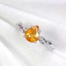 7.5 x 6 Natural yellow golden sapphier ring silver sterling size 7.0 free resize
