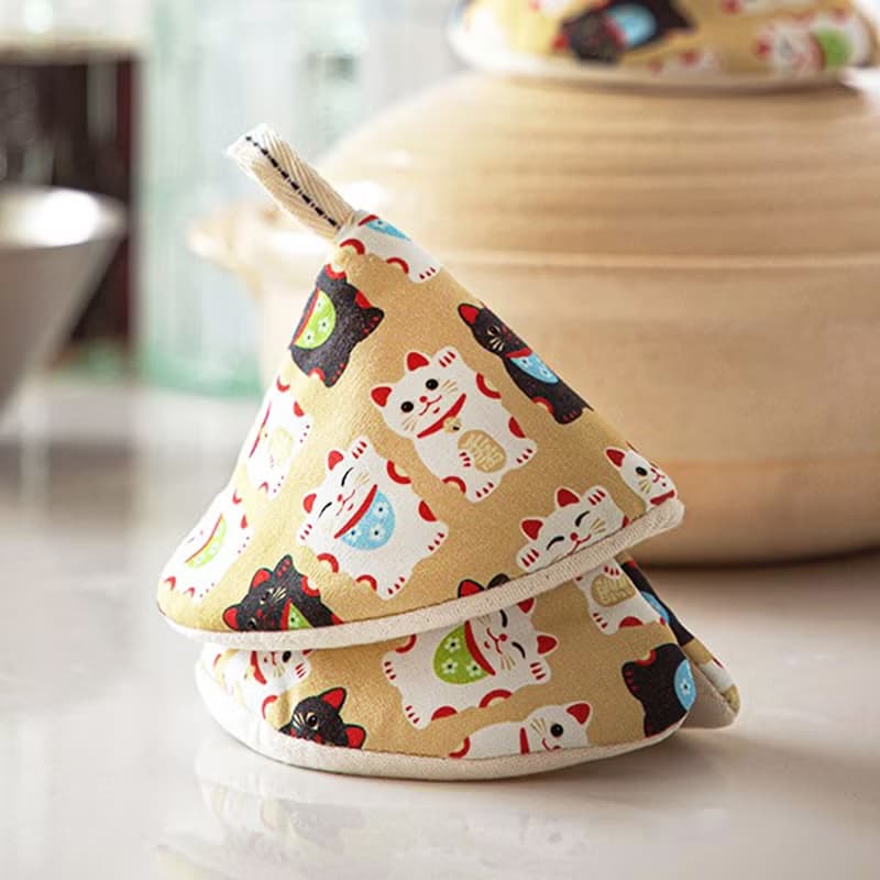 日本霜山 布藝隔熱防燙三角鍋帽(大款)-多種花色可選