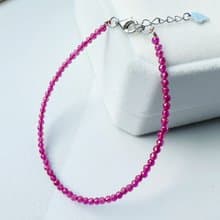 天然紅寶 精緻切面 純銀手鍊 優雅質感 生日石