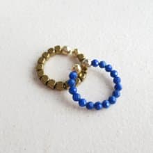ラピスラズリとキューブヘマタイトのイヤーカフセット、2WAY